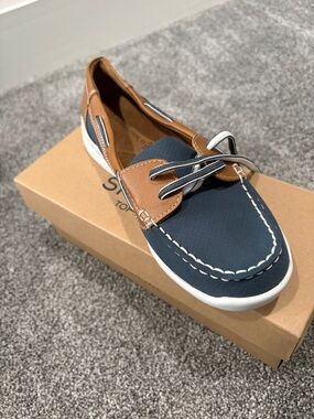 croft & barrow Navy and Tan Slip-On Boat Shoe